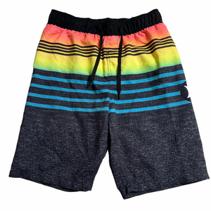 Hurley Neon Horizontal Striped Swim Trunks Bathing Suit Size Youth Boy 10/12